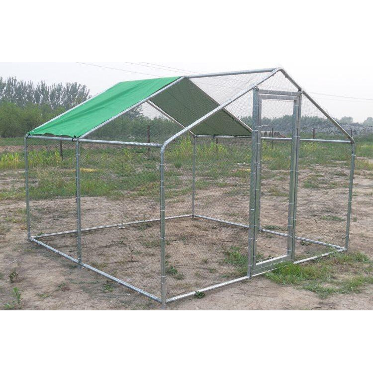 Chicken Run with Roof Galvanised Mesh 4mD x 3mW - CC013