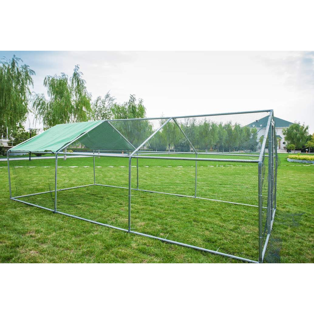 Chicken Run with Roof Galvanised Mesh 6mD x 3mW - CC011
